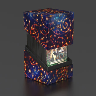 Ultimate Guard RTE Boulder 100+ Magic: The Gathering Kartenbox, Bloomburrow Design, geöffnet mit Karten.