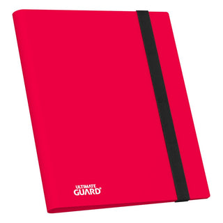 Rote Ultimate Guard Flexxfolio 360 Kartenmappe mit schwarzem Gummiband, 18-Pocket, für Sammelkarten.