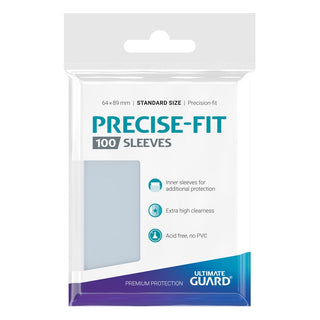 Ultimate Guard Precise-Fit Sleeves, 100 transparente Kartenhüllen, Standardgröße, für Sammelkarten, säurefrei.