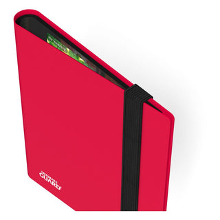 Rote Ultimate Guard Flexxfolio 160 Kartenmappe mit elastischem Verschluss und sichtbarer Karte im Inneren.