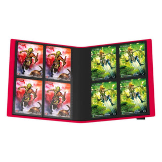 Ultimate Guard Flexxfolio 160, rote 8-Pocket Kartenmappe, offen mit Sammelkarten.