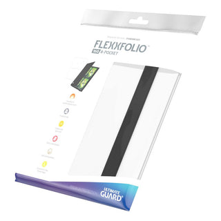 Ultimate Guard Flexxfolio 160, 8-Pocket, weiß, Kartenmappe mit elastischem Band und 20 Seiten für Sammelkarten.