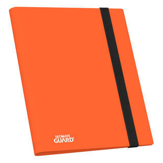 Orange Ultimate Guard Flexxfolio 360 Kartenmappe mit 18-Pocket-Seiten und schwarzem Gummiband.