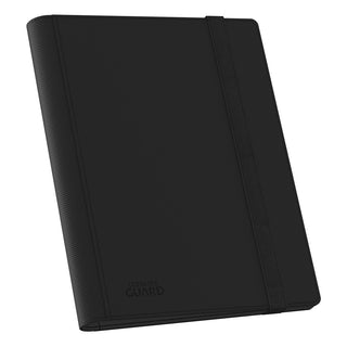 Schwarze Ultimate Guard Flexxfolio 360 Kartenmappe mit XenoSkin-Einband und elastischem Verschluss.