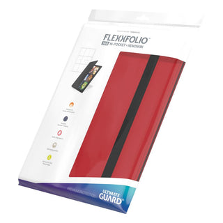 Ultimate Guard Flexxfolio 360, rote 18-Pocket-Kartenmappe mit XenoSkin-Einband, in Verpackung.