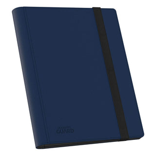 Blauer Ultimate Guard Flexxfolio 360 Kartenordner mit XenoSkin-Einband und elastischem Band.