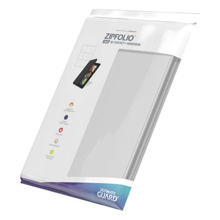 Ultimate Guard Zipfolio 360, 18-Pocket XenoSkin Weiß, Kartenmappe mit Reißverschluss, Verpackungsvorderseite.
