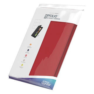 Ultimate Guard Zipfolio 360, rote 18-Pocket Kartenmappe mit XenoSkin-Einband und Reißverschluss, für Sammelkarten.