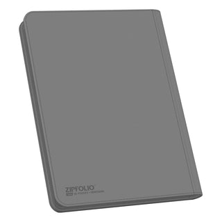 Ultimate Guard Zipfolio 360, graue Kartenmappe mit 18-Pocket XenoSkin-Einband und Reißverschluss.