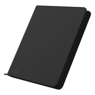 Schwarze Ultimate Guard Zipfolio 480 Kartenmappe mit XenoSkin-Einband und Reißverschluss, 24-Pocket-Design.