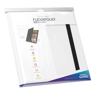 Ultimate Guard Flexxfolio 480, 24-Pocket Kartenmappe, weiß, strapazierfähig, für Playsets, mit elastischem Verschluss.
