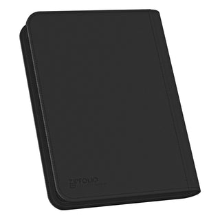 Schwarze Ultimate Guard Zipfolio 160 Kartenmappe mit XenoSkin-Einband und Reißverschluss, 8-Pocket, für Sammelkarten.