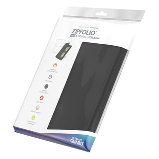 Ultimate Guard Zipfolio 160, schwarze 8-Pocket XenoSkin Kartenmappe mit Reißverschluss, für Sammelkarten.