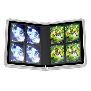 Ultimate Guard Zipfolio 160, Weiß, geöffnet mit Sammelkarten, 8-Pocket XenoSkin, Reißverschluss, für Standard- und Japanis...