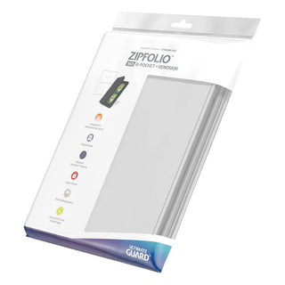 Ultimate Guard Zipfolio 160, weiße Kartenmappe mit XenoSkin-Einband und Reißverschluss, 8-Pocket Design.