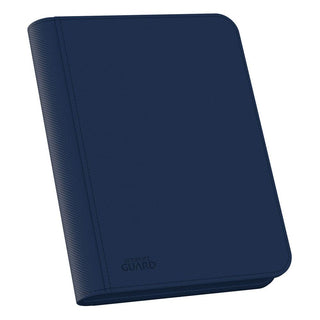 Blaue Ultimate Guard Zipfolio 160 Kartenmappe mit XenoSkin-Einband und Reißverschluss, 8-Pocket-Design für Sammelkarten.