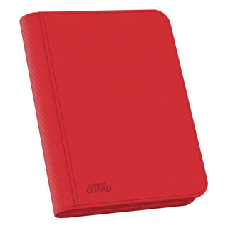 Rote Ultimate Guard Zipfolio 160 Kartenmappe mit XenoSkin-Einband und Reißverschluss für Sammelkarten.