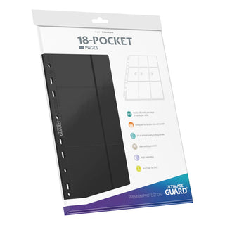Ultimate Guard 18-Pocket Seiten, schwarz, 11er-Lochung, doppelseitig, für Ringordner, 10er-Pack.