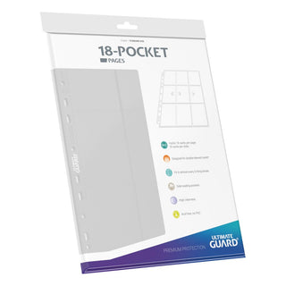 Ultimate Guard 18-Pocket Seiten, weiß, doppelseitig, 11er-Lochung, für Ringordner, 10er Packung.