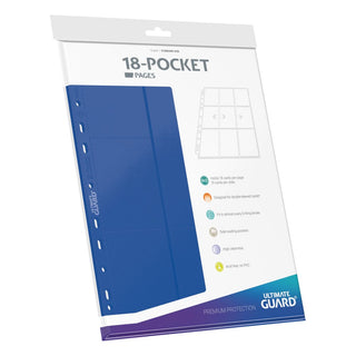 Ultimate Guard 18-Pocket Seiten, blau, 11er-Lochung, doppelseitig, für Ringordner, 10er Pack.