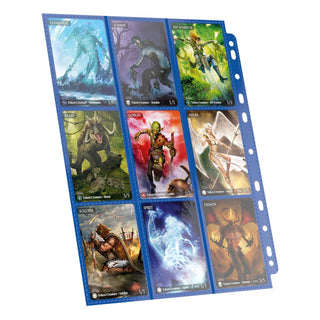 Blaue Ultimate Guard 18-Pocket-Seite mit Sammelkarten, doppelseitig, 11er-Lochung.