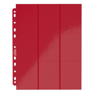 Rote Ultimate Guard 18-Pocket Seiten, doppelseitig, 11er-Lochung, für Ringordner, 9 Taschen pro Seite.