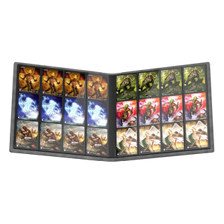 Offenes Ultimate Guard Portfolio 480 mit Sammelkarten in 24 Taschen, schwarzer XenoSkin-Einband.