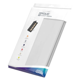 Ultimate Guard Zipfolio 320, weiße XenoSkin-Kartenmappe mit 16 Taschen, Reißverschluss, für Sammelkarten.