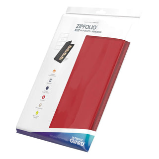 Ultimate Guard Zipfolio 320, rote XenoSkin-Kartenmappe mit Reißverschluss und 16-Taschen-Seiten für Sammelkarten.