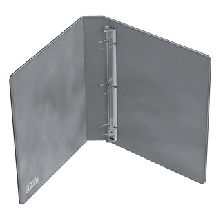 Schwarzer Ultimate Guard XenoSkin 3-Ring-Ordner, offen, mit verstärkten D-Ringen für Sammelkarten.