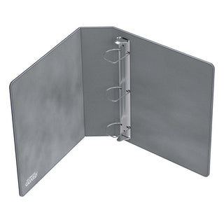 Blauer Ultimate Guard XenoSkin 3-Ring-Ordner, offen, mit verstärkten D-Ringen und beschreibbarem Indexlabel.