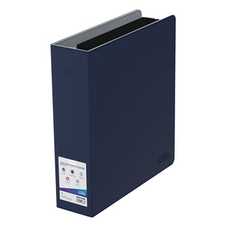 Blauer Ultimate Guard Collector's Album XenoSkin 3-Ringordner mit beschreibbarem Label.
