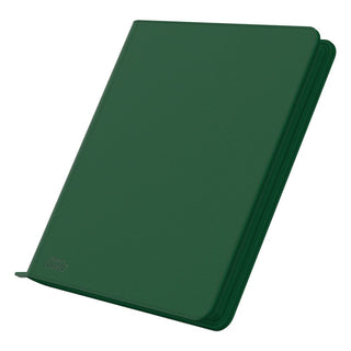 Grüne Ultimate Guard Zipfolio 480 Kartenmappe mit XenoSkin-Einband und Reißverschluss, 24-Pocket-Design.