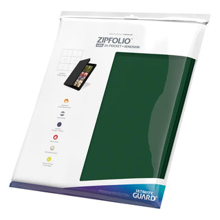 Ultimate Guard Zipfolio 480, grüne 24-Pocket XenoSkin-Kartenmappe mit Reißverschluss für Playsets.