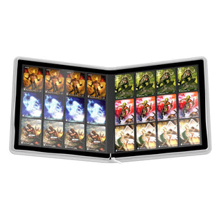 Ultimate Guard Zipfolio 480 Kartenmappe, weiß, geöffnet mit 24 Kartenfächern, XenoSkin-Einband, Reißverschluss.