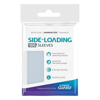 Ultimate Guard Precise-Fit Sleeves, 100 Stück, japanische Größe, transparent, seitlicher Einschub, für Kartenspiele.
