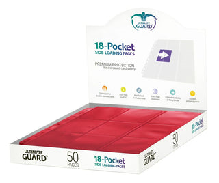 Ultimate Guard 18-Pocket Seitenlader, rot, 50 Stück, doppelseitig, 11er-Lochung, für Ringordner.