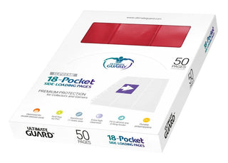 Ultimate Guard 18-Pocket Seiten, rot, 50 Stück, doppelseitig, 11er-Lochung, für Sammler und Gamer.