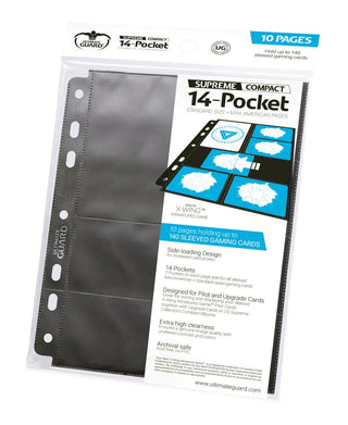 Ultimate Guard 14-Pocket Compact Pages, schwarz, 10er Pack, für Sammelkarten, doppelseitig, passend für Kompakt-Ringordner.