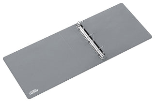 Offener schwarzer 3-Ringordner von Ultimate Guard mit XenoSkin-Einband für QuadRow Pocket Pages.