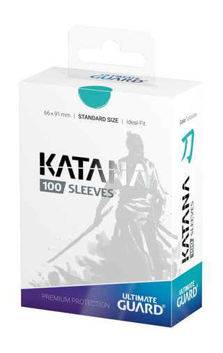 Ultimate Guard Katana Sleeves, 100 Stück, Standardgröße, türkis, Premium-Kartenschutz, Samurai-Design, Verpackungsvorderse...