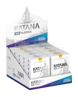 Ultimate Guard Katana Sleeves Gelb, 100er Packung, in Displaybox, Standardgröße, Premium-Kartenschutz.