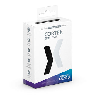 Verpackung der Ultimate Guard Cortex Sleeves Standardgröße Schwarz, 100 Stück.