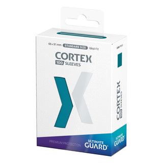 Verpackung der Ultimate Guard Cortex Sleeves in Petrolblau, 100 Stück, Standardgröße.