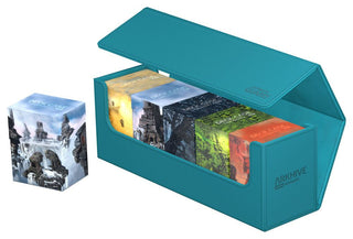 Ultimate Guard Arkhive 400+ XenoSkin in Petrolblau mit mehreren Deck Cases zur Kartenaufbewahrung.