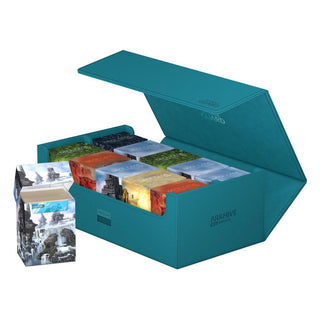 Ultimate Guard Arkhive 800+ in Petrolblau, idealer Stauraum für über 800 Karten und 350 Toploader, stilvolles Design.