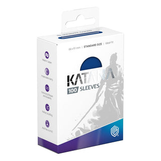 Ultimate Guard Katana Sleeves, 100er Pack, Standardgröße, blau, Verpackung mit Samurai-Design.