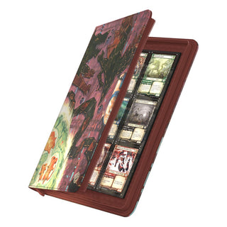 Ultimate Guard Zipfolio 360 Xenoskin Sammelordner mit Magic: The Gathering Bloomburrow Artwork, geöffnet mit Karten.
