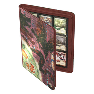 Ultimate Guard Zipfolio 360 Xenoskin mit Magic: The Gathering Bloomburrow-Design, geöffnet mit Karten.