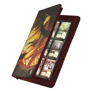 Ultimate Guard Zipfolio 360 Xenoskin mit Magic: The Gathering Bloomburrow-Motiv, geöffnet mit Karten.